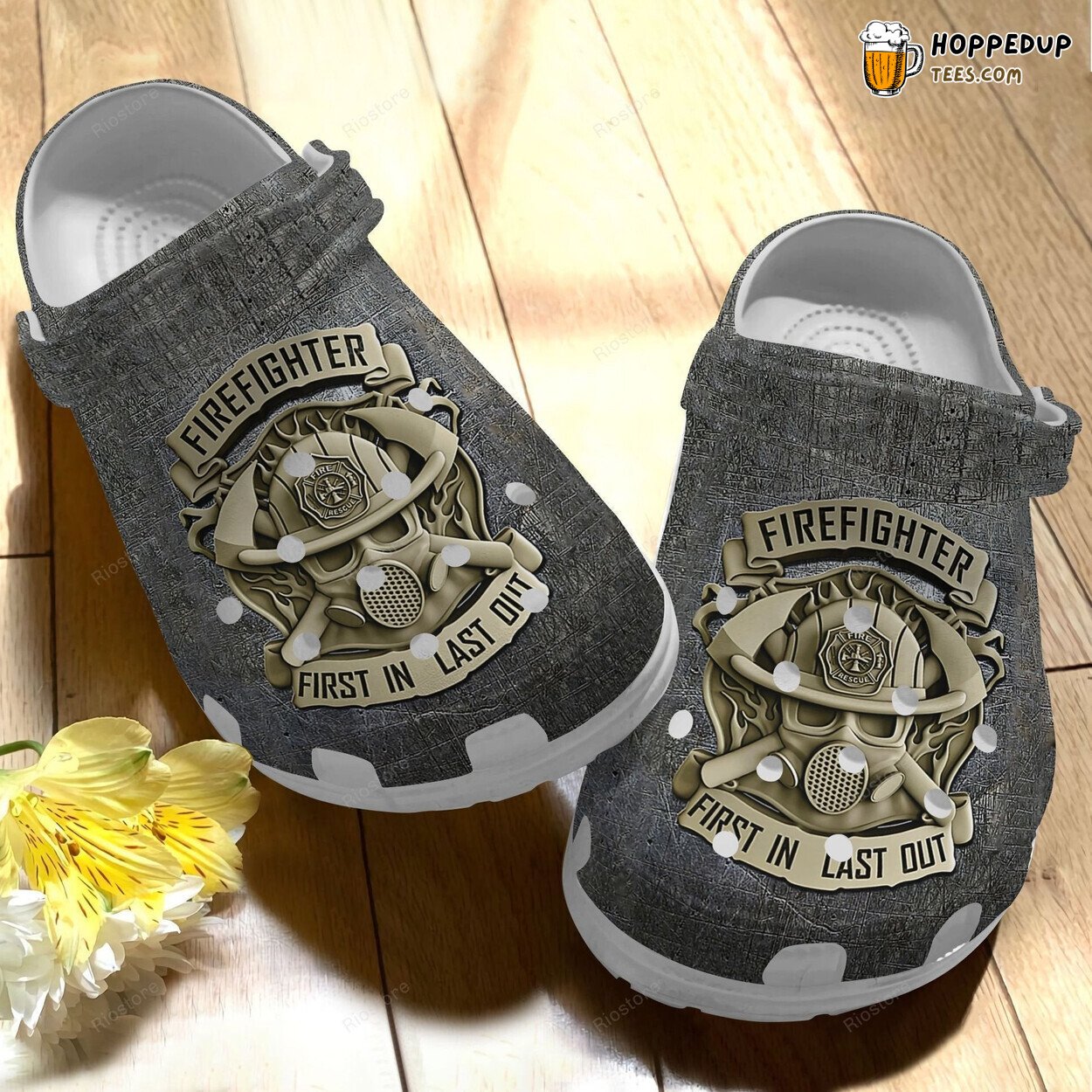 Firefighter Custom Fathers Day Gift First In Last Out Theme Clogs