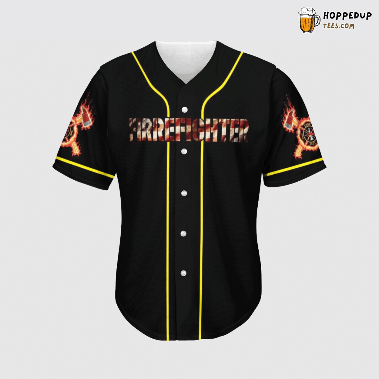 Firefighter Emblem 3D Graphic Baseball Tee Jersey Cool Design