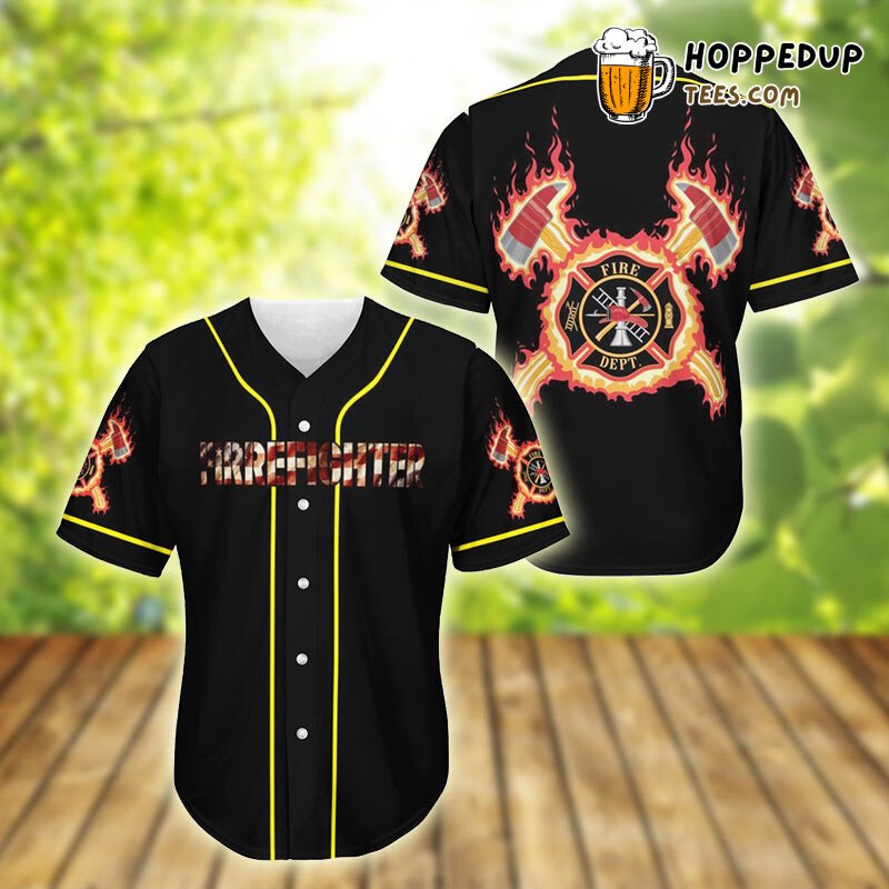 Firefighter Emblem 3D Graphic Baseball Tee Jersey Cool Design