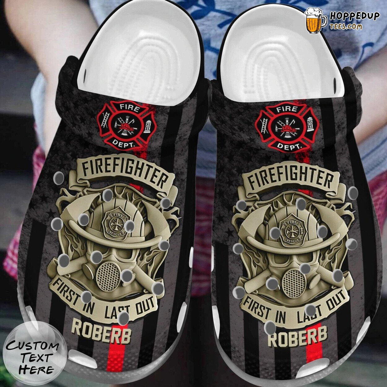 Firefighter First In Last Out Custom Design Comfortable Clogs Shoes
