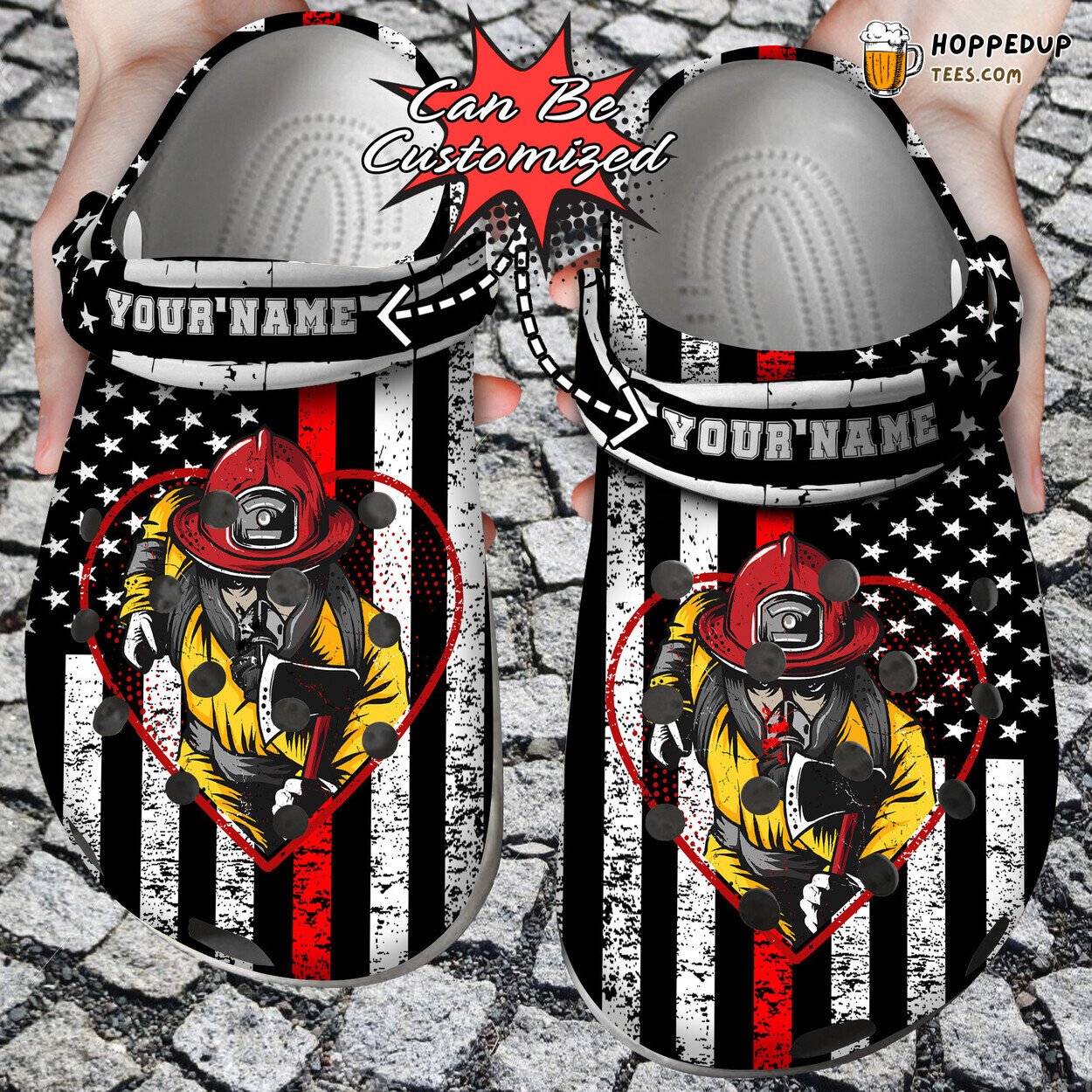 Firefighter Heart Man Flag Personalized Comfortable Clog Shoes