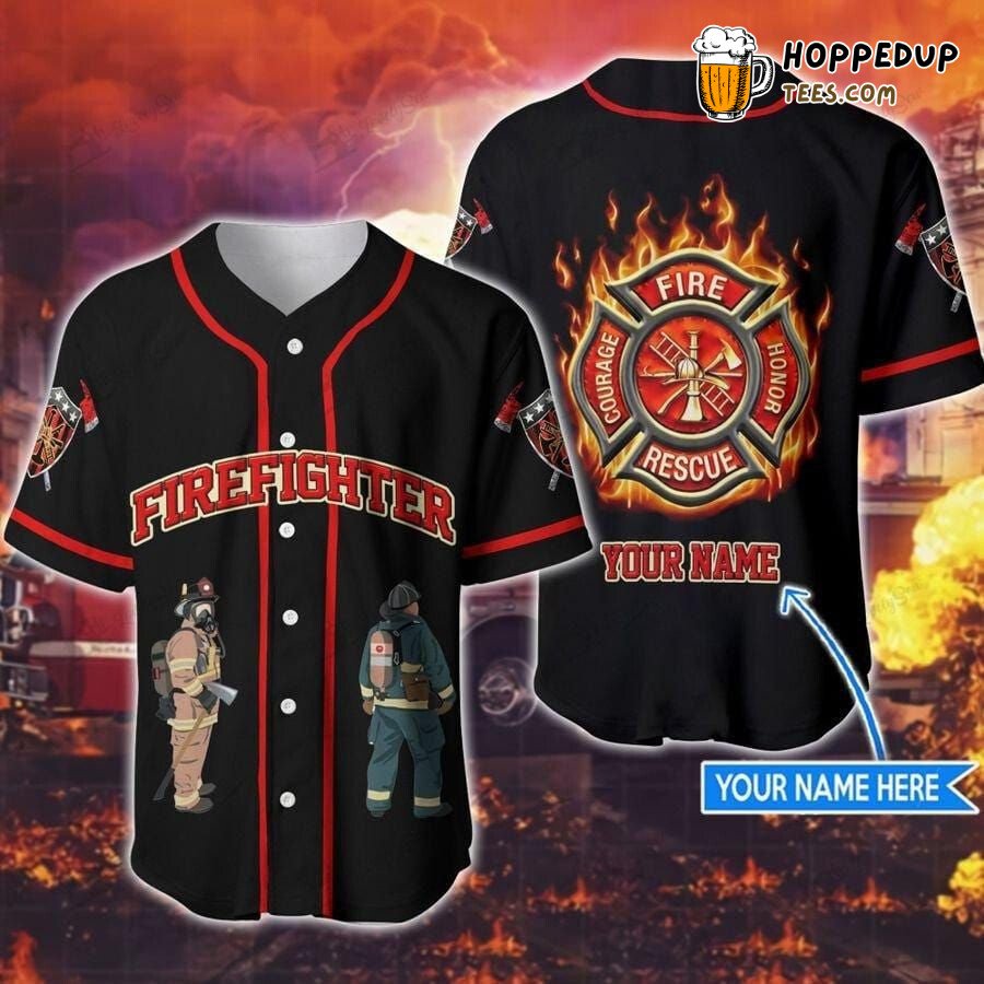 Firefighter Inspired Unique Personalized Fire Theme Baseball Jersey