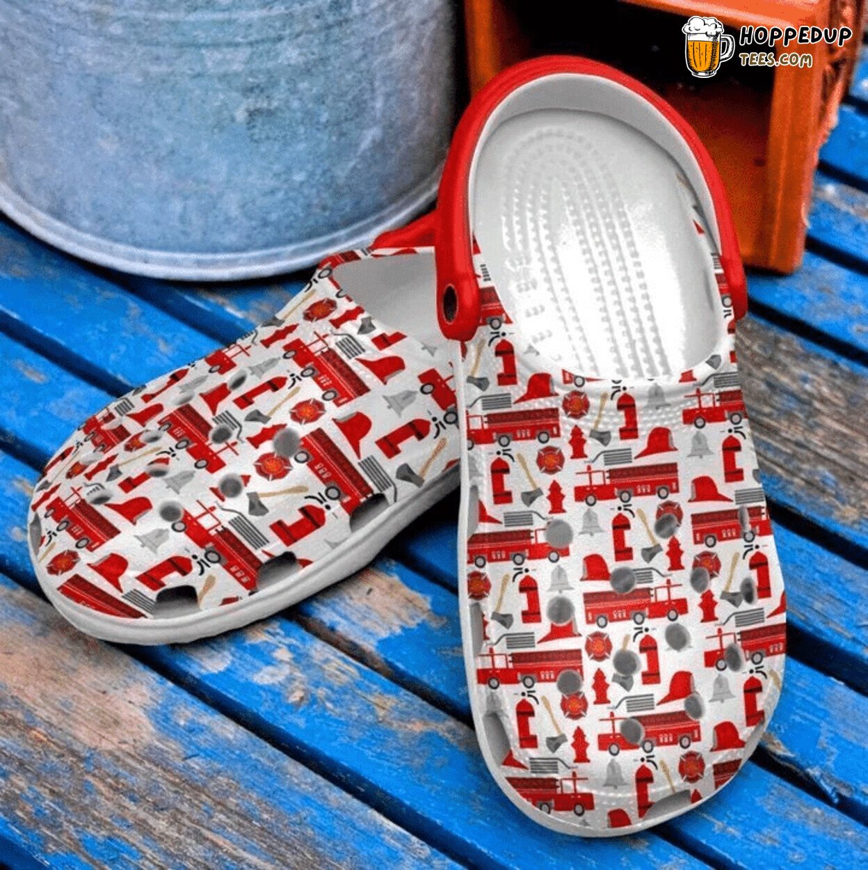 Firefighter Pattern Classic Themed Comfortable Unique Design Clogs Shoes