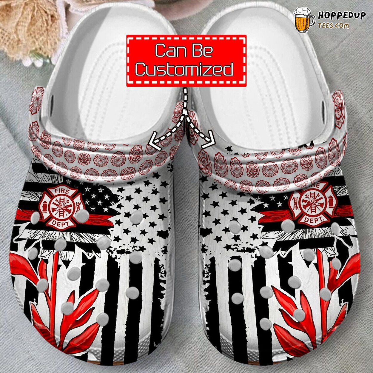 Firefighter Sunflower Themed Comfortable Practical Clog Shoes
