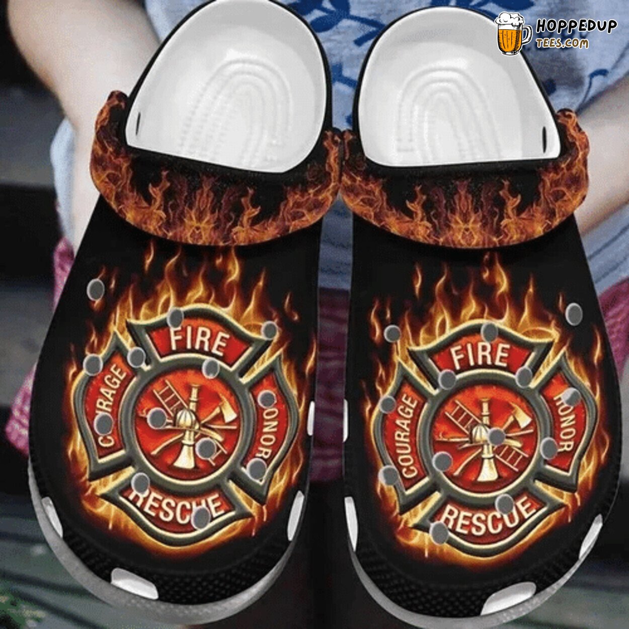 Firefighter Symbol Themed Durable Clog Shoes Comfortable Wear
