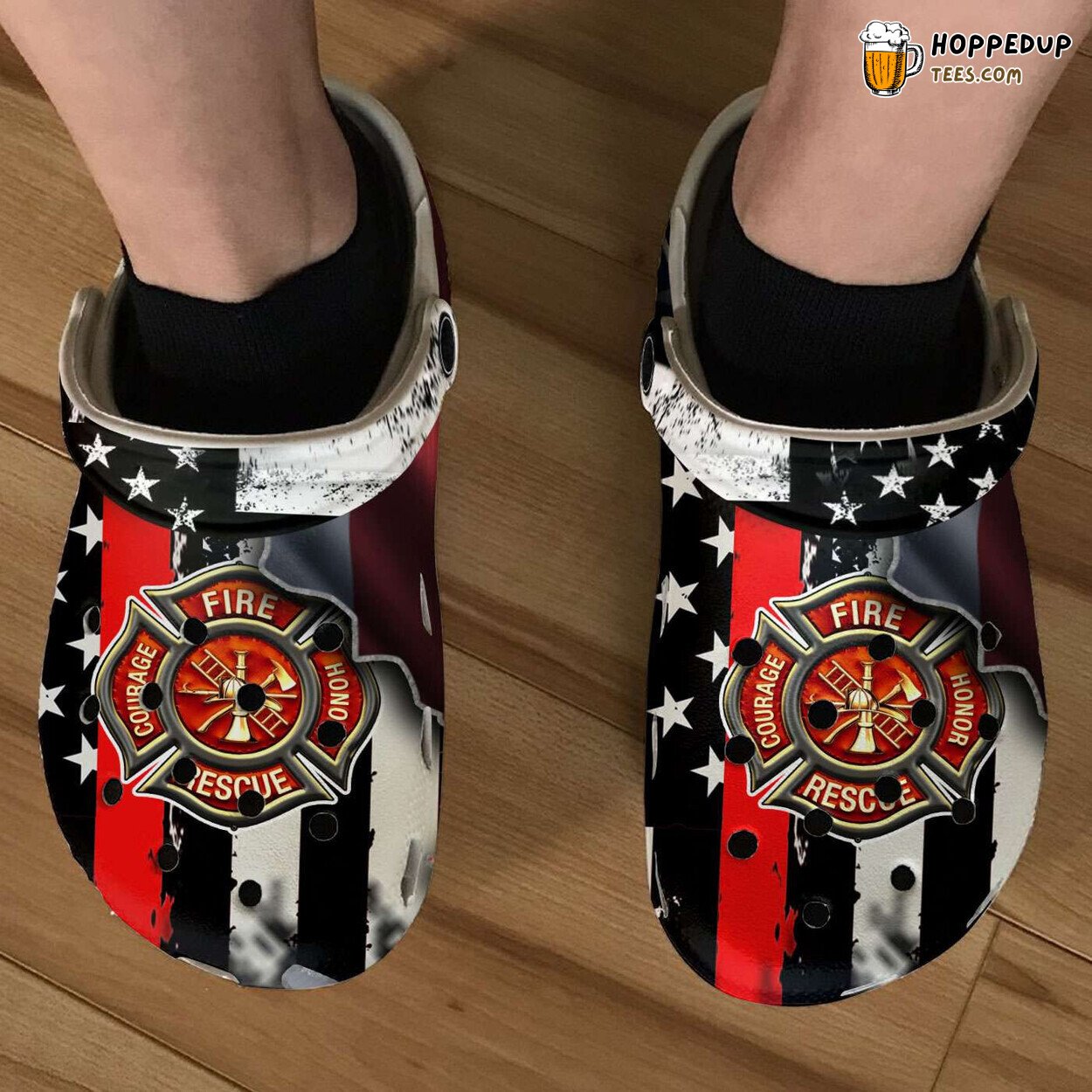 Firefighter Thin Red Line American Flag Patriot Comfortable Unique Clogs