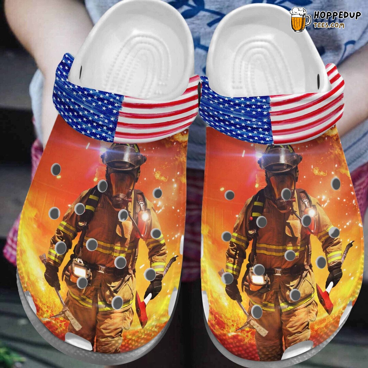 Firefighter USA Croc Strong Love Themed Shoes Father’s Day Gifts Idea