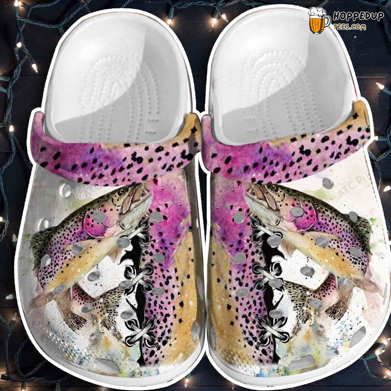 Fish Skin Pink Fishing Theme Crocbland Clogs Unisex Gift Footwear