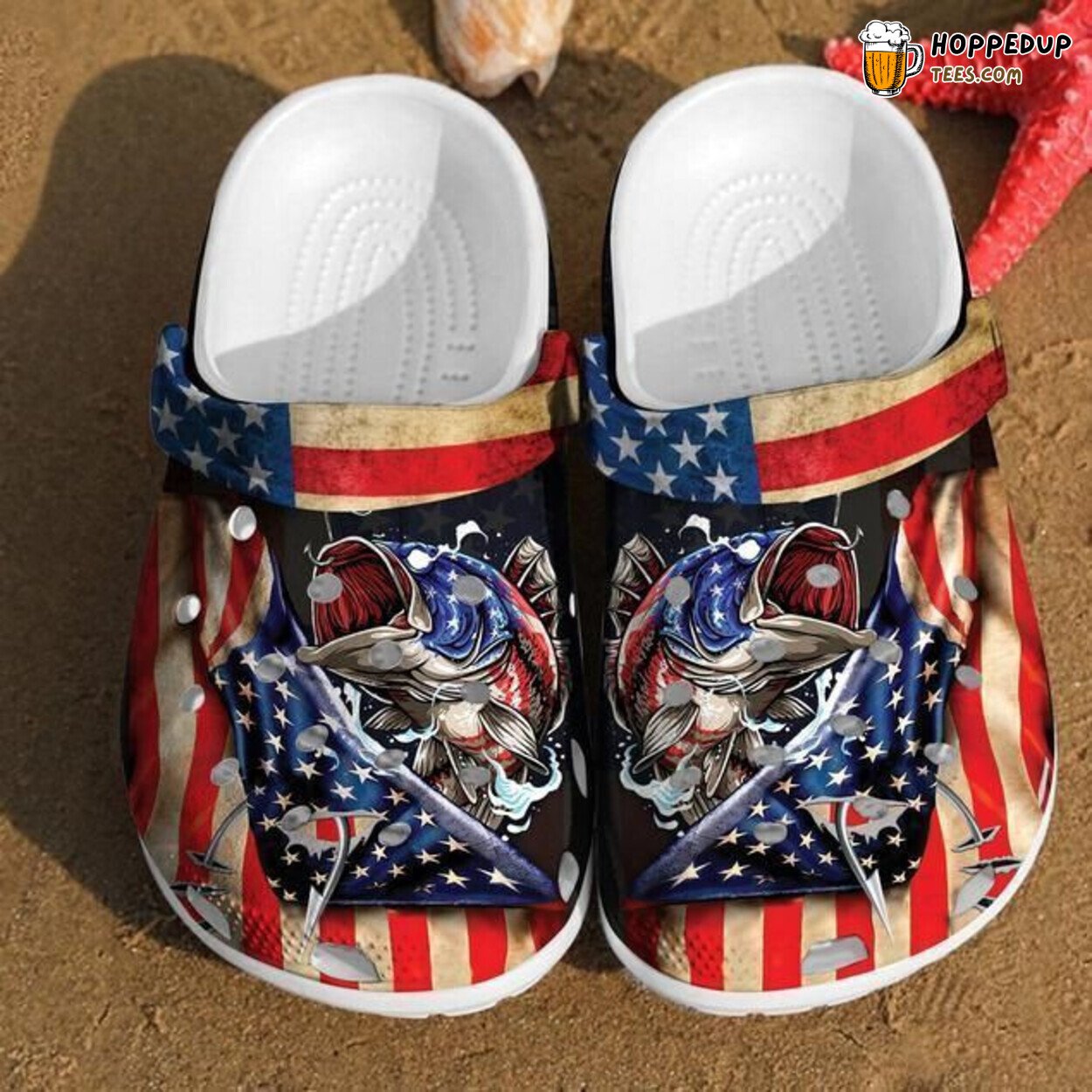 Fishing America Flag Theme Rubber Comfortable Comfy Clog Shoes