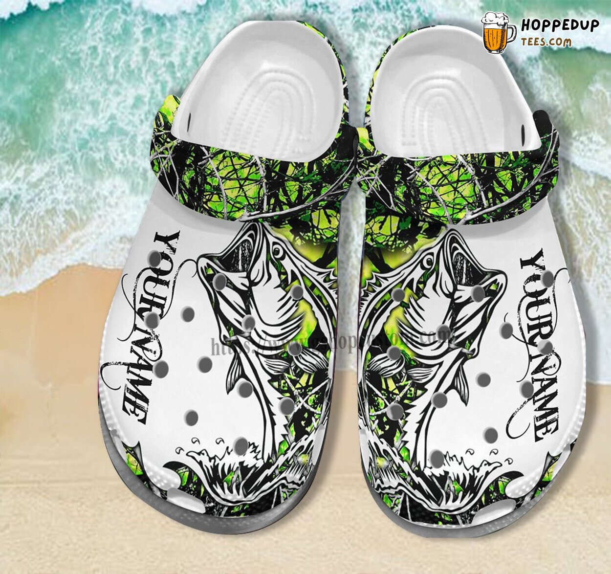Fishing Bass Camping Croc Shoes Gift Step Dad Personalized Name Design