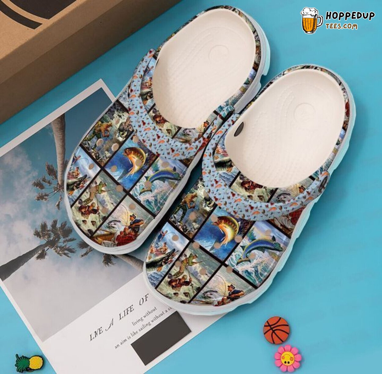 Fishing Bass Fishes Theme Classic Comfortable Clogs Angling Shoes