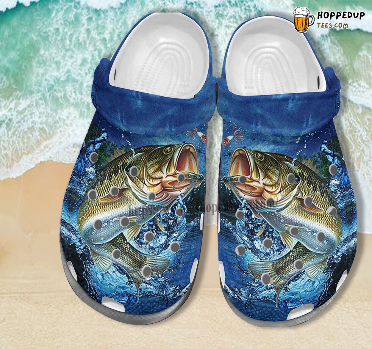 Fishing Bass Navy Theme Father Day Gift Men Camping Clogs Shoes