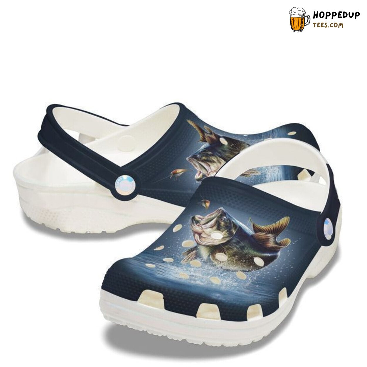 Fishing Bass Themed Classic Comfortable Clogs Shoes Unique Angler Inspired
