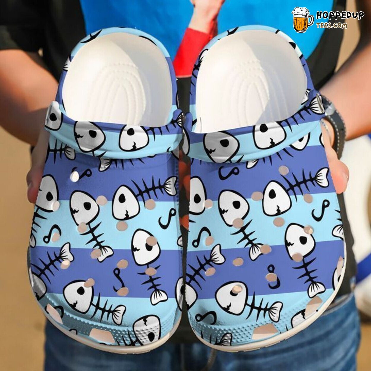 Fishing Fish Skeleton Pattern Classic Comfortable Clogs Angler Shoes