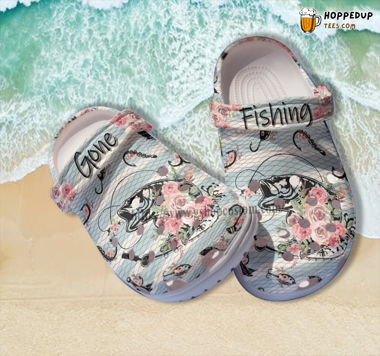 Fishing Flower Girl Croc Shoes Mother’s Day Grandma Hook Fishing Design