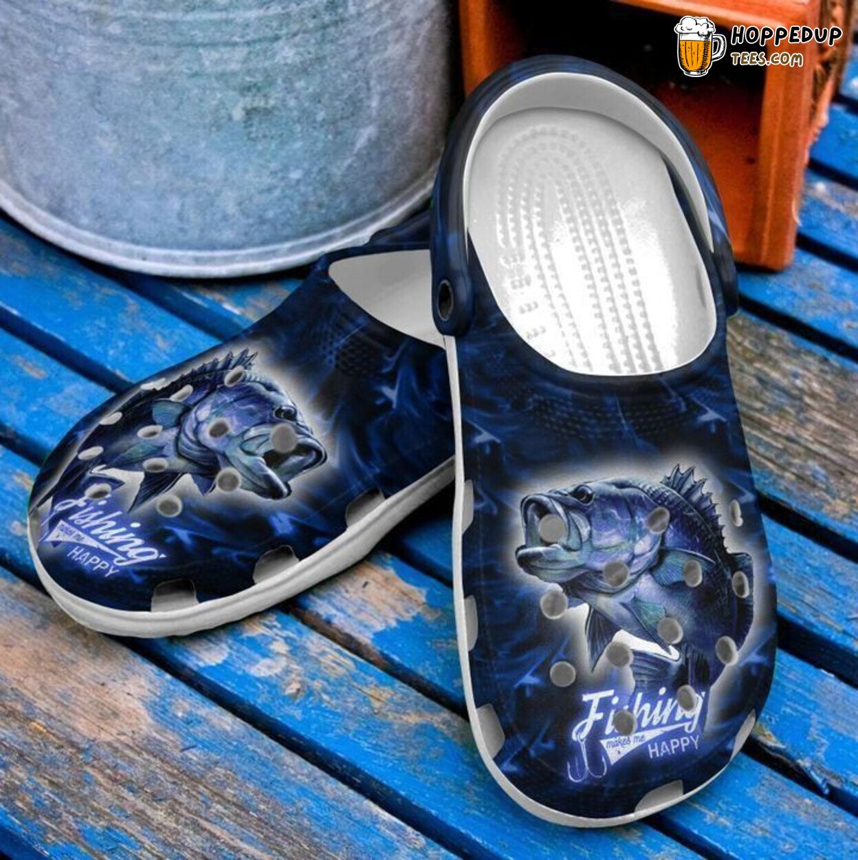 Fishing Makes Me Happy Themed Classic Comfortable Unique Clogs