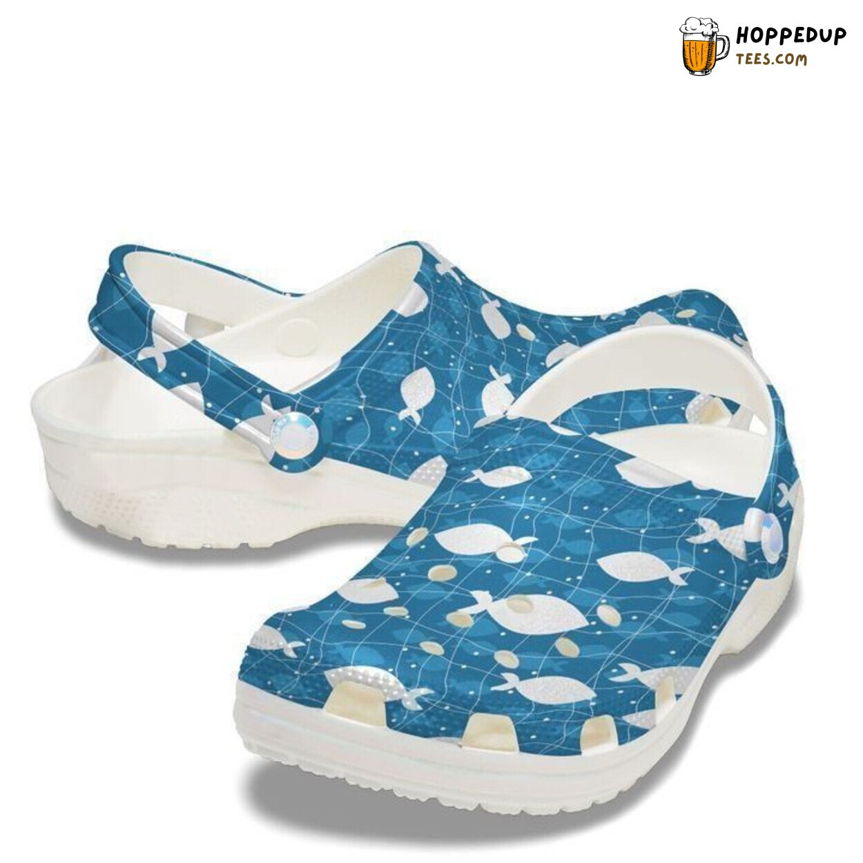 Fishing Net Themed Classic Comfortable Clogs Shoes Unique Anglers Gift