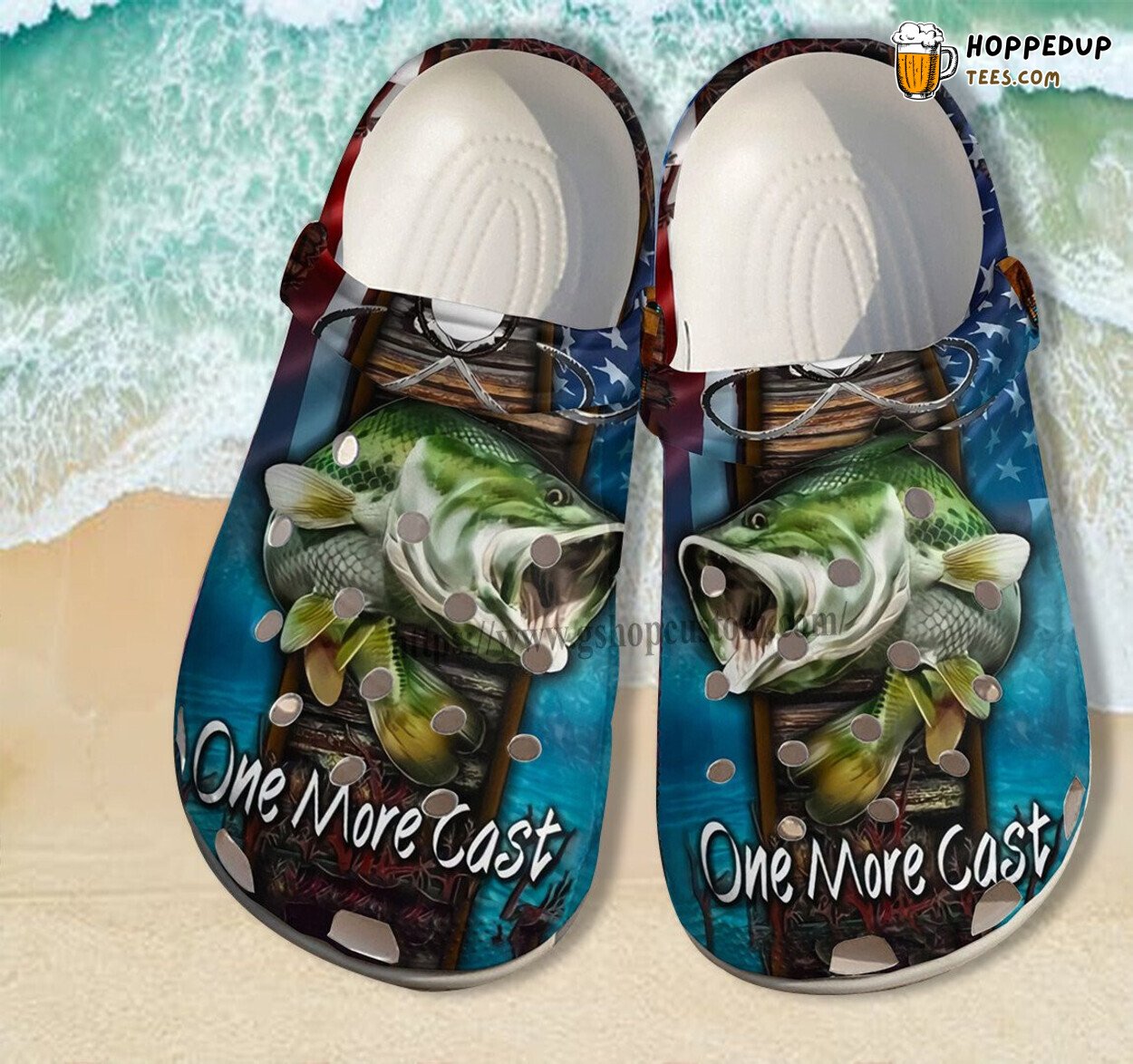 Fishing One More Cast Croc Shoes Gift America USA Flag Theme Style
