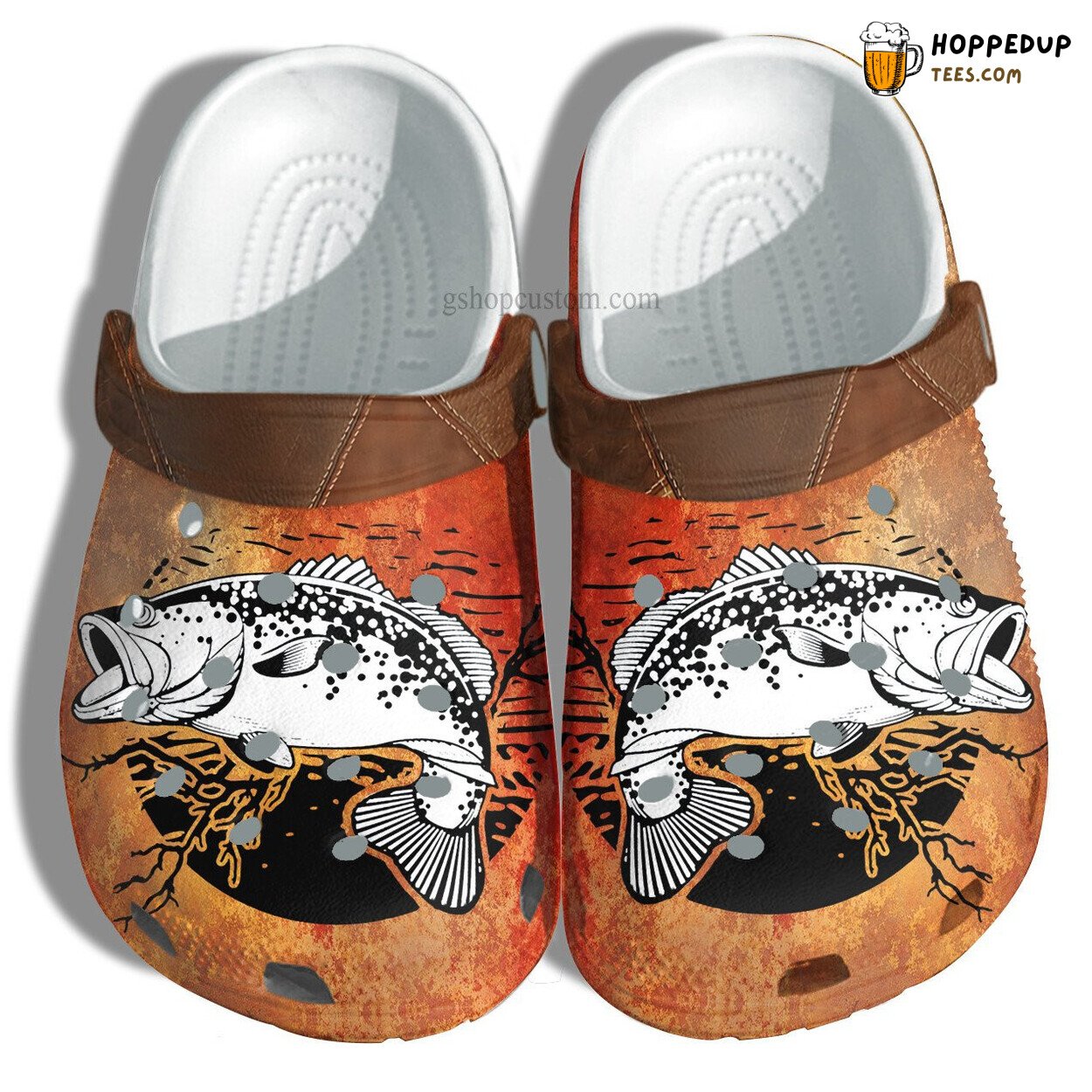 Fishing Vintage Husband Grandpa Orange Leather Comfortable Clogs