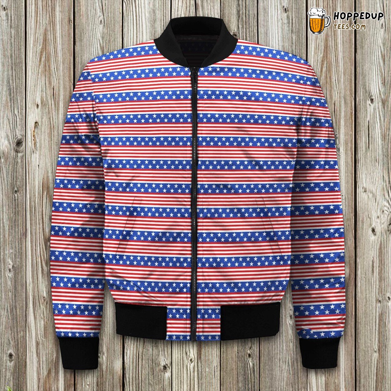 Flag America Horizontal Stripe Bomber Jacket
