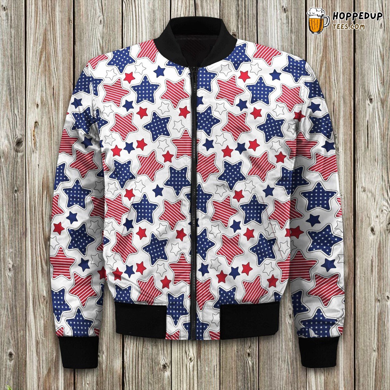Flag Star America Pattern Bomber Jacket