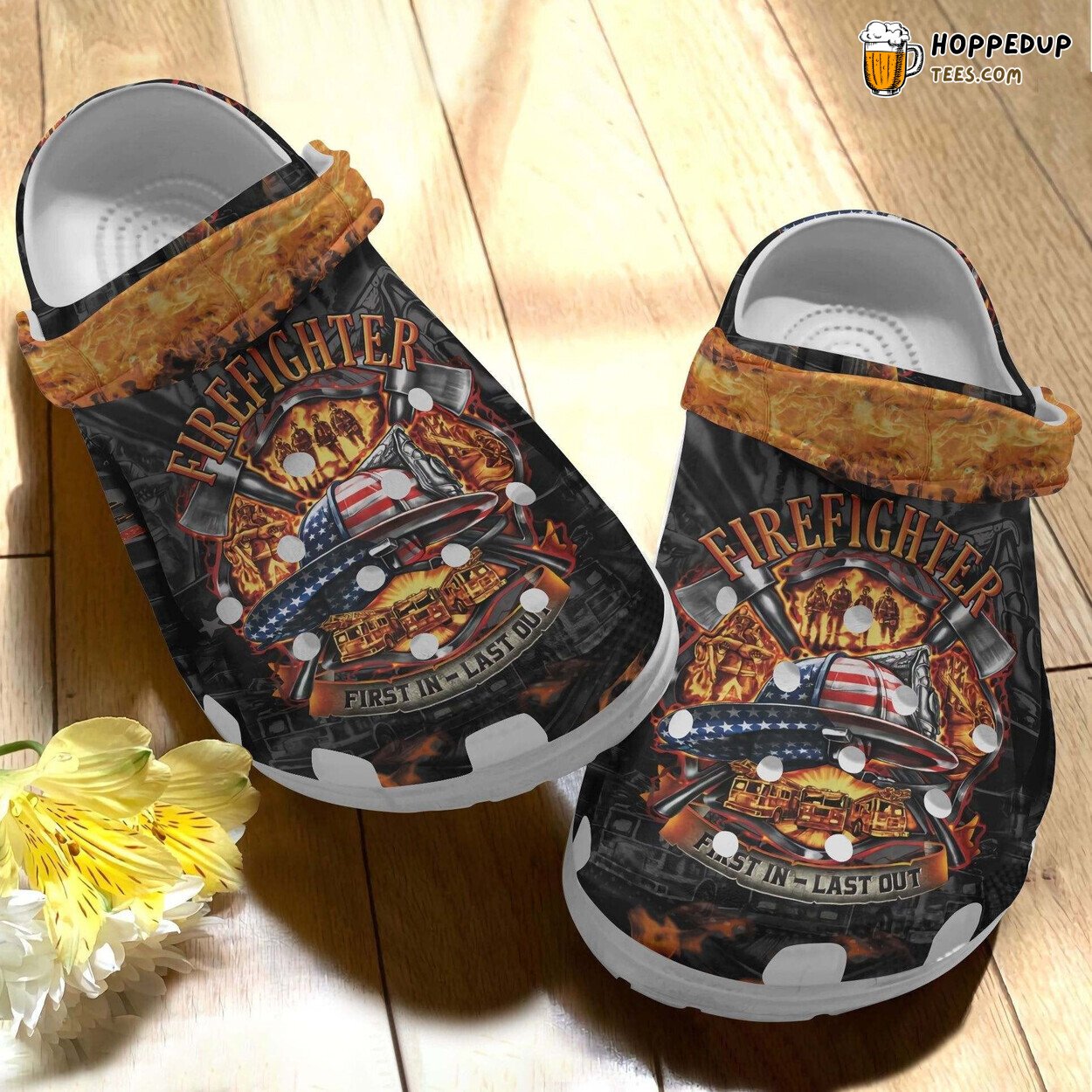Flame Helmet Firefighter US Shoes First In Last Out Clogs