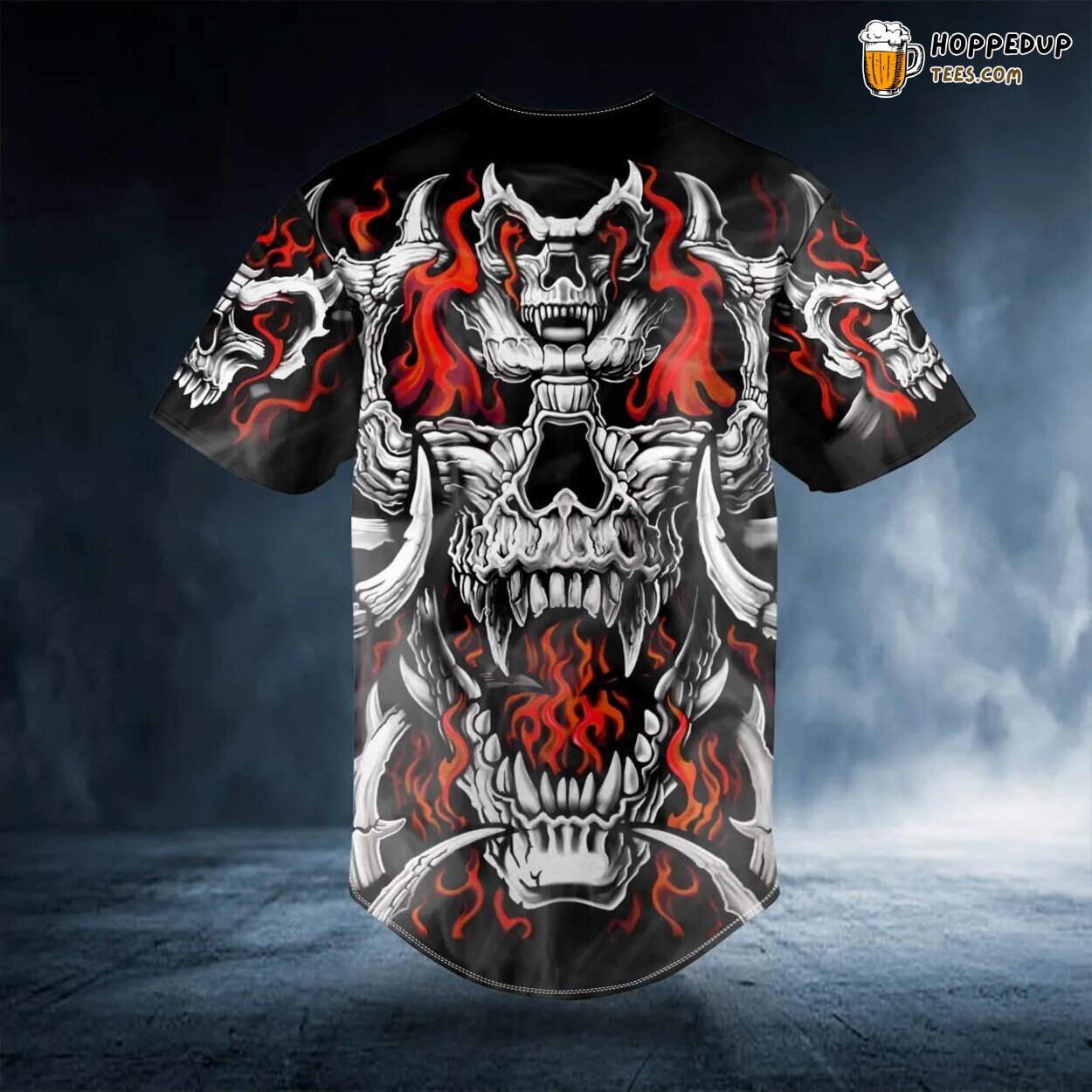 Flaming Dragon Battle Skull Baseball Jersey Graphic Tees 3D Print Design