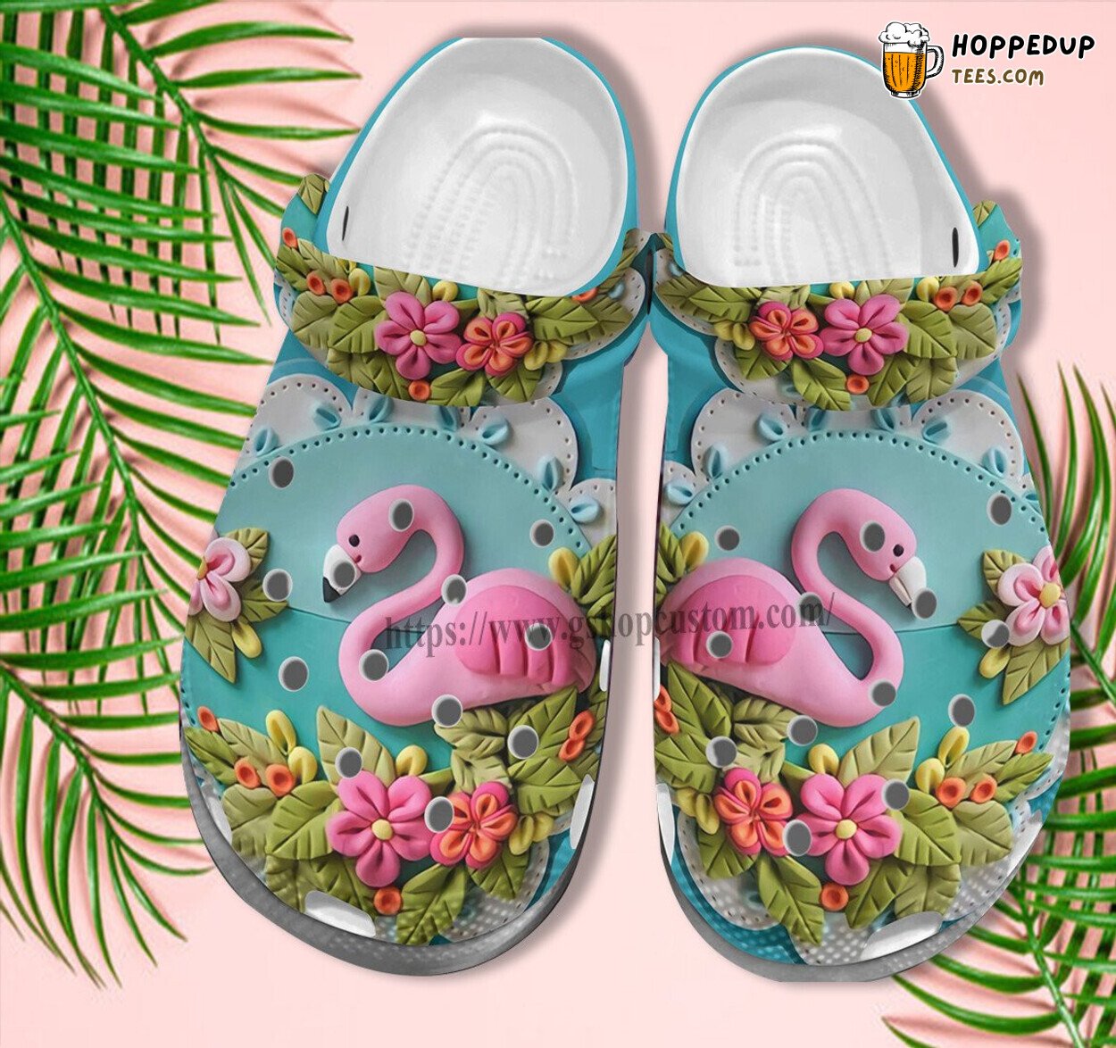Flamingo 3D Flower Croc Shoes Grandaughter Birthday Tropical Gift