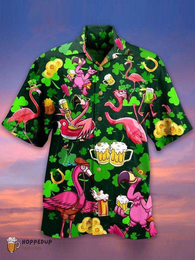 Flamingo And Beer Patricks Day Best Hawaiian Shirts