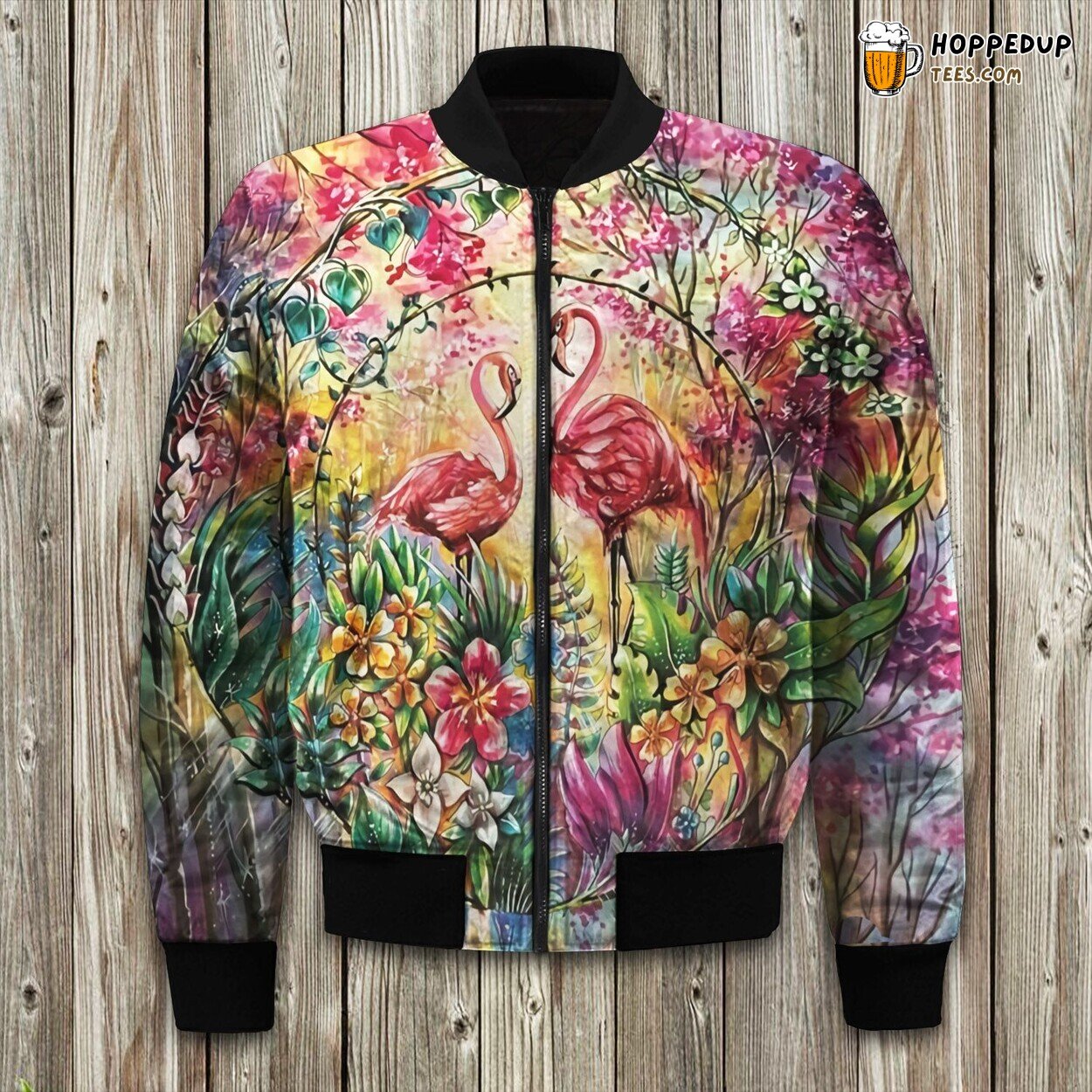 Flamingo Couple Elegance Winter Bomber Jacket Luxuriously Padded Warmth