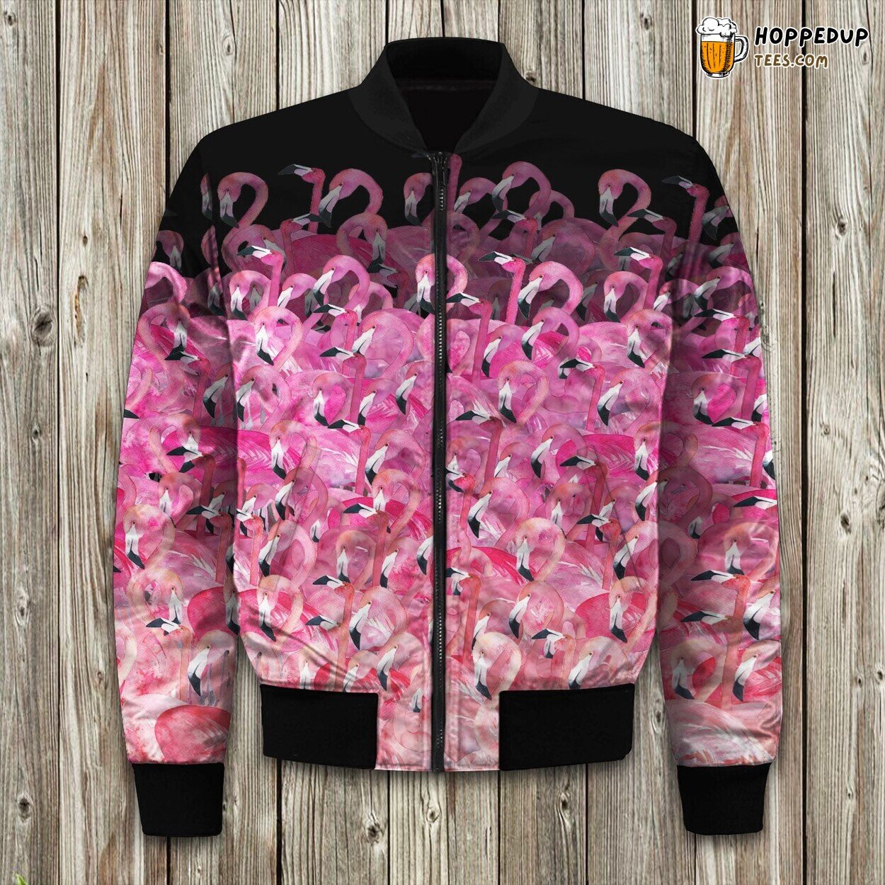Flamingo Elegance Grace Winter Bomber Jacket Tropical Bird Design