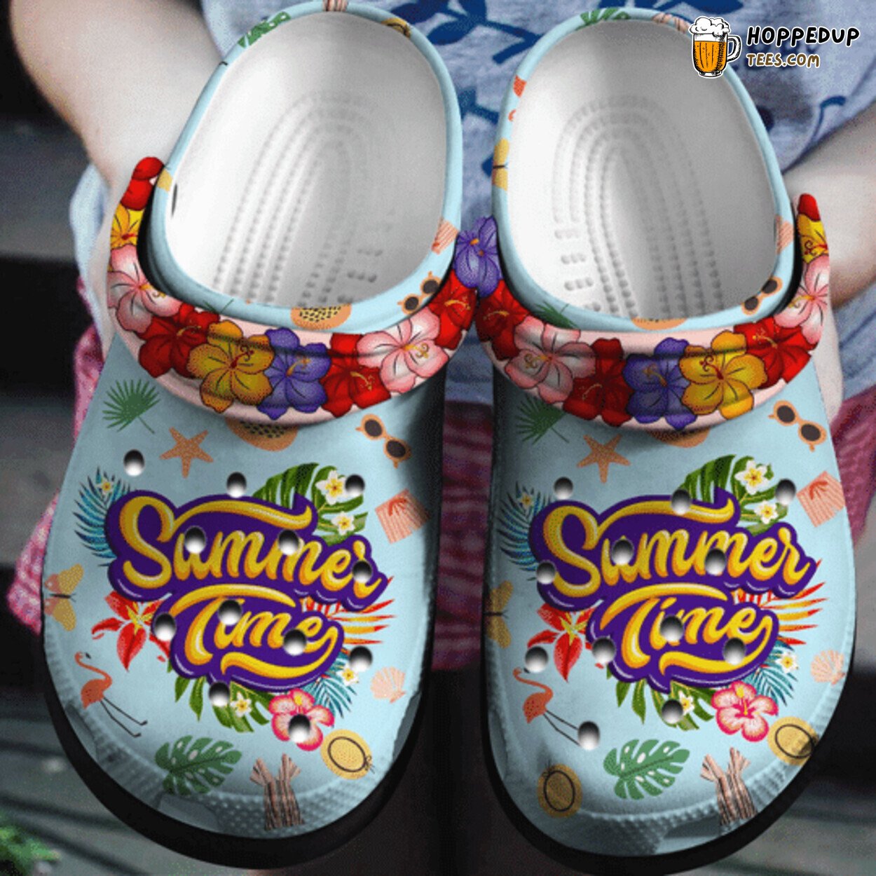 Flamingo Flower Summer Time Fan Gift Comfortable Unique Rubber Clogs