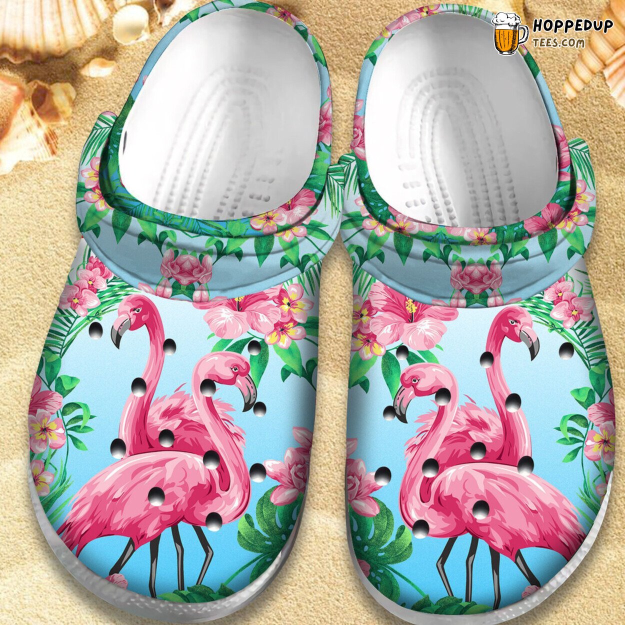 Flamingo Hawaiian Beauty Flower Lover Gift Rubber Comfortable Clogs