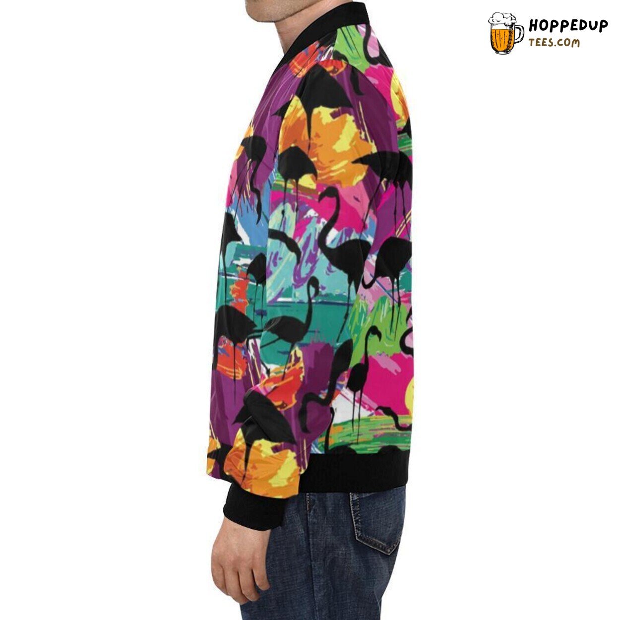 Flamingo Hawaiian Colorful Tropical Pattern Men’s Bomber Jacket Print