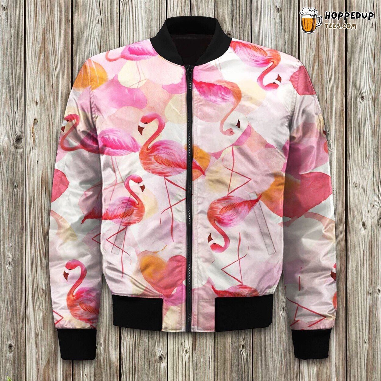 Flamingo in Mid-Flight Mode Bomber Jackets Winter Migration
