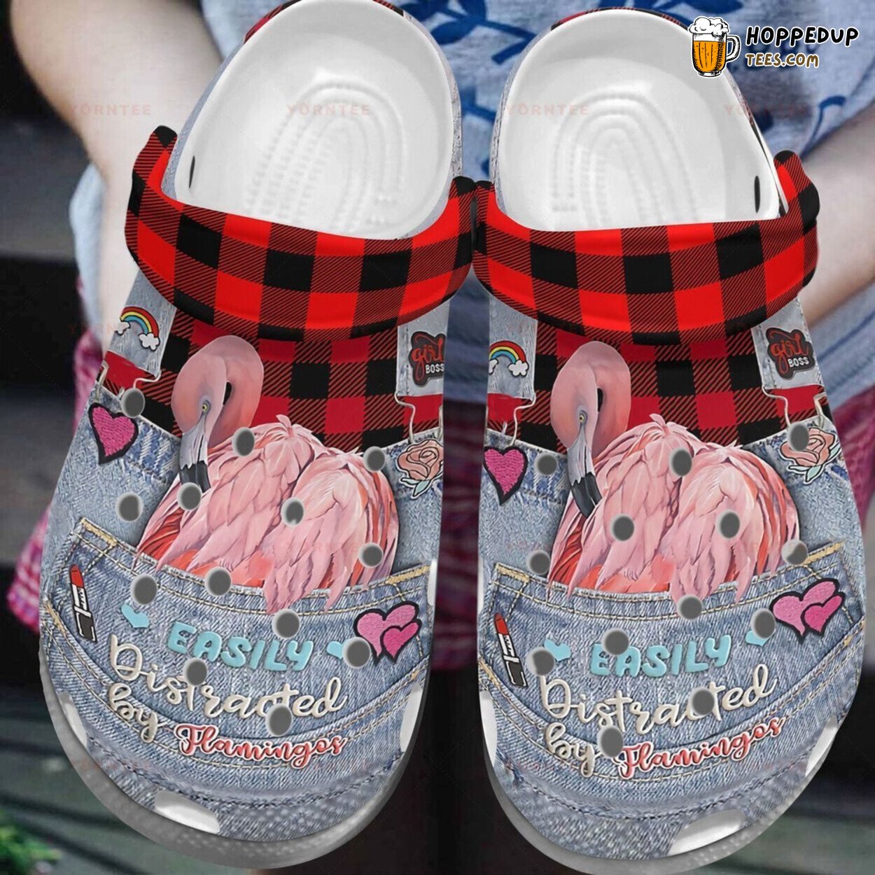 Flamingo In Pocket Lover Gift Theme Comfy Rubber Clog Shoes