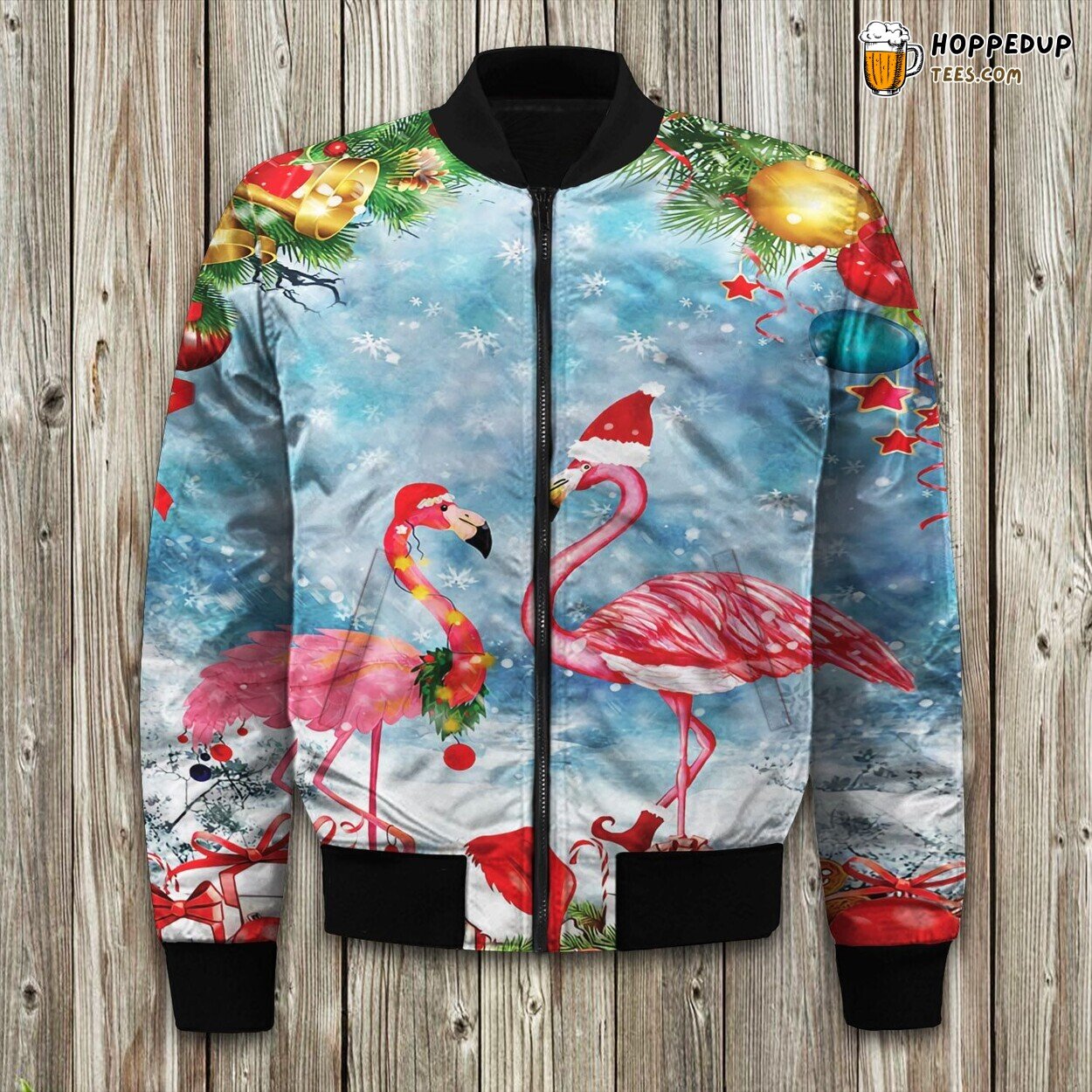 Flamingo Merry Christmas Bomber Jacket