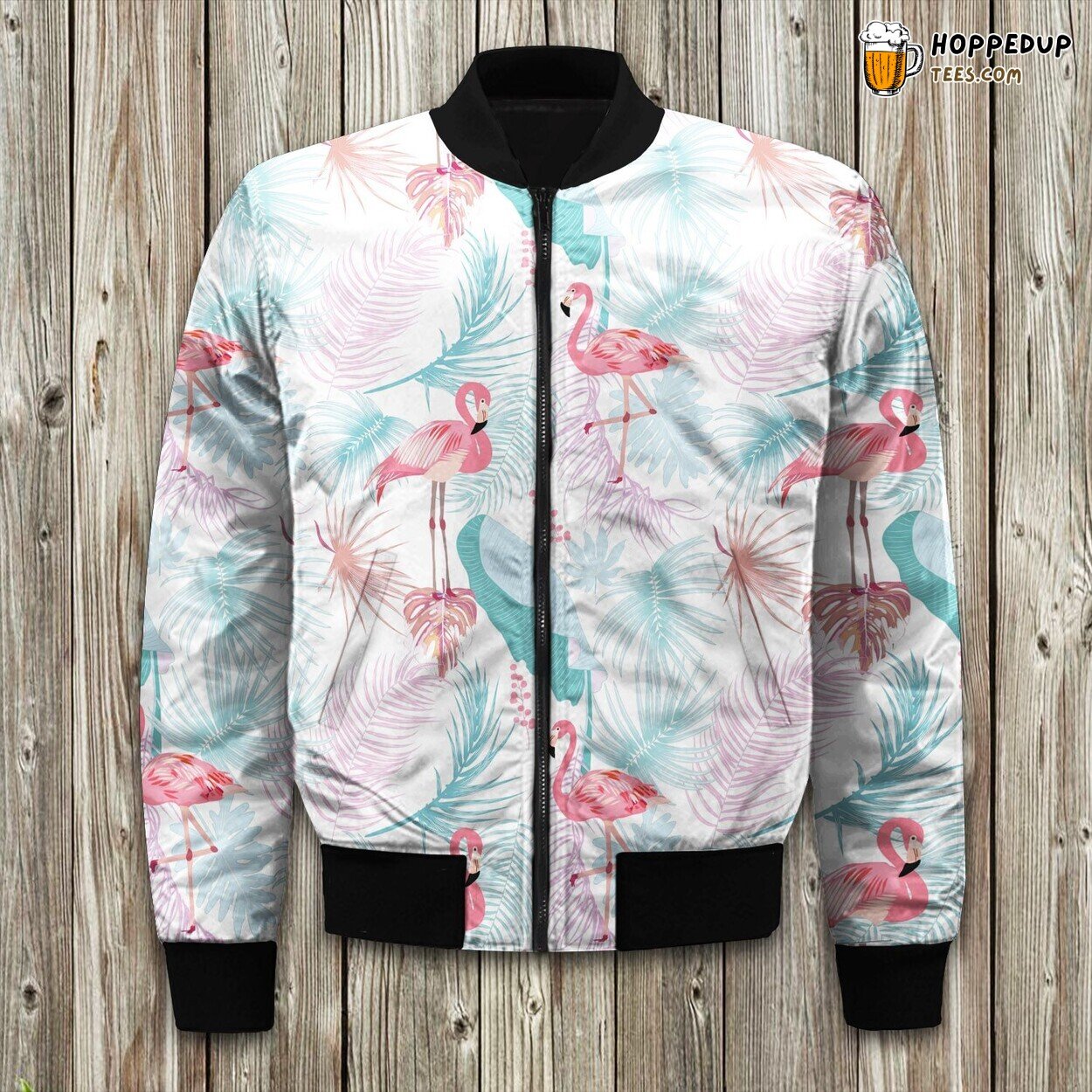 Flamingo Pattern Bomber Jacket