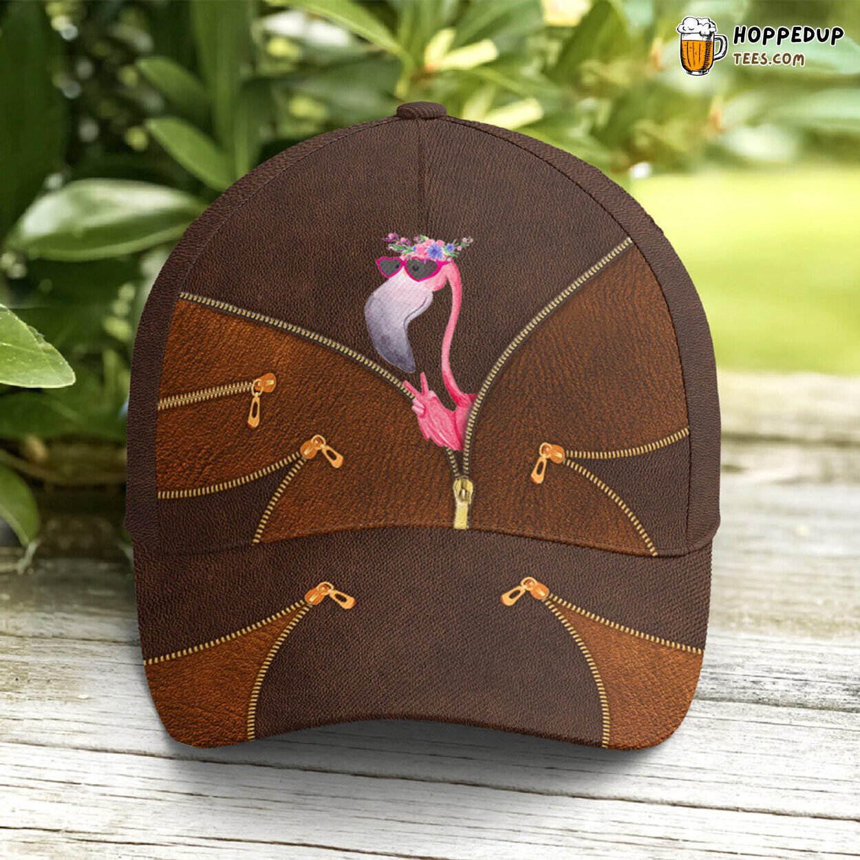 Flamingo Theme Evokes Laughter Leather Style Baseball Cap Design