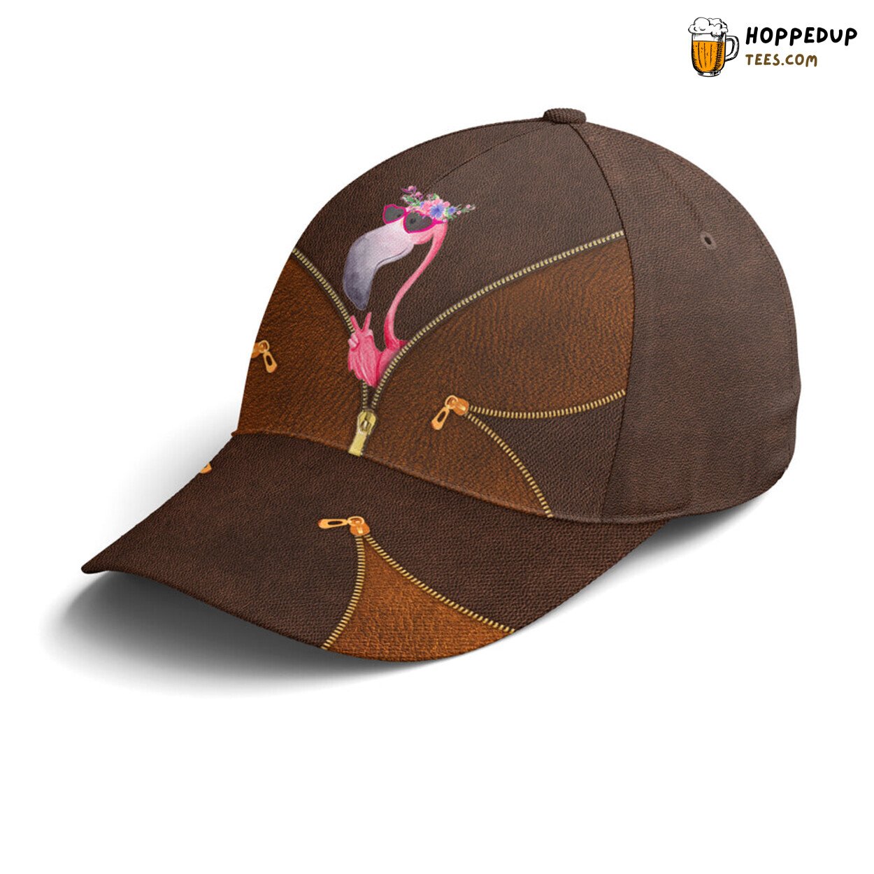 Flamingo Theme Evokes Laughter Leather Style Baseball Cap Design