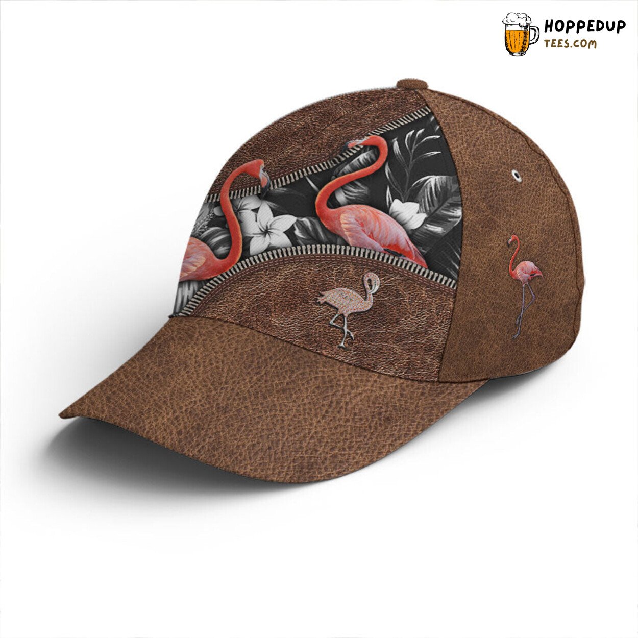 Flamingo Tropical Flower Patterns Leather Exquisite Baseball Cap Art