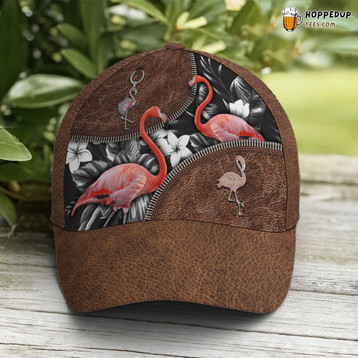 Flamingo Tropical Flower Patterns Leather Exquisite Baseball Cap Art