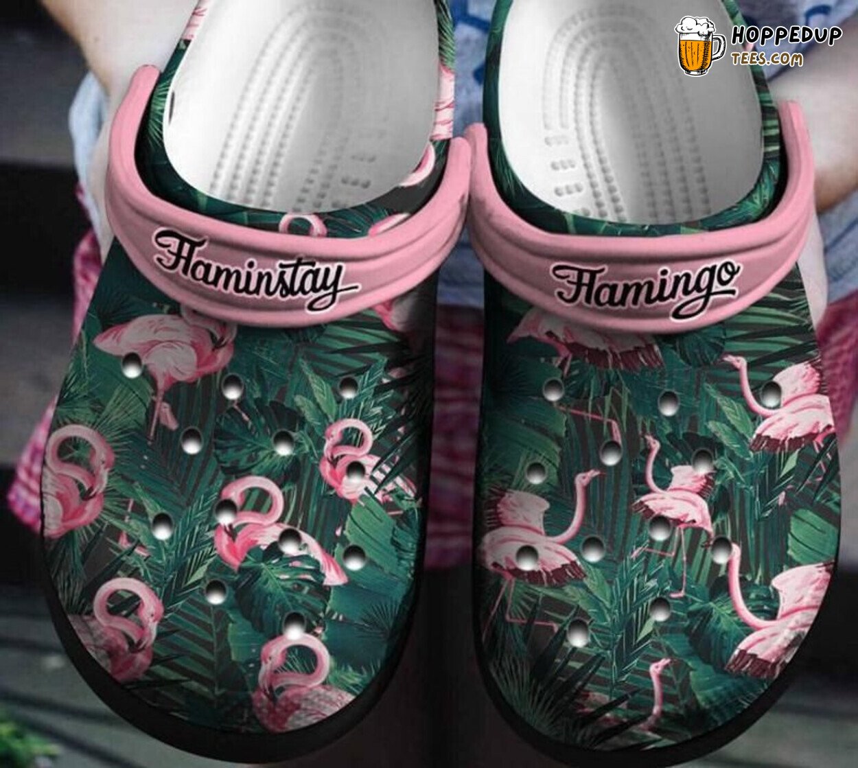 Flamingo Tropical Leaves Hawaii Themed Rubber Clog Shoes Comfy Beachwear