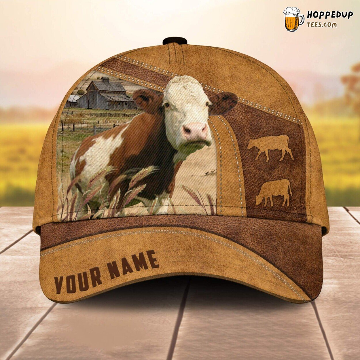 Fleckvieh Cale 3D Custom Cap All Over Print Baseball Farm Animal Lover Leather