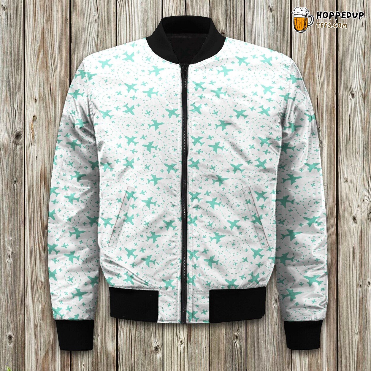 Fleet of Airplanes Bomber Jacket Winter’s Aerial Adventures in Style