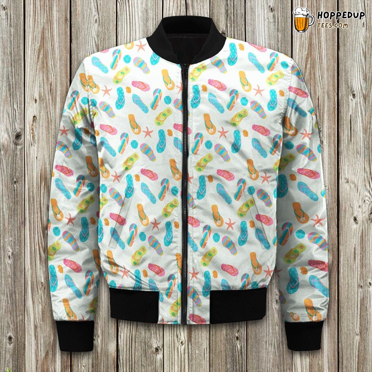 Flip Flop Life Theme Winter Bomber Jacket Casual Coastal Living Vibe