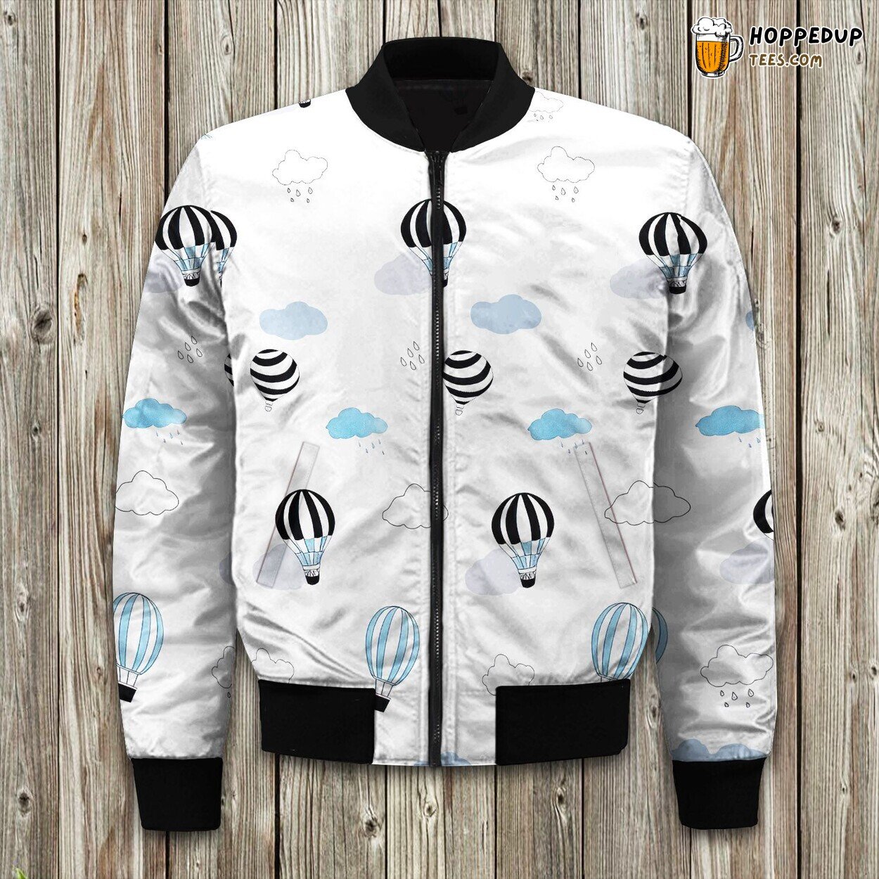 Floating Air Balloons Winter Bomber Jacket Sky Adventure Elegance Style