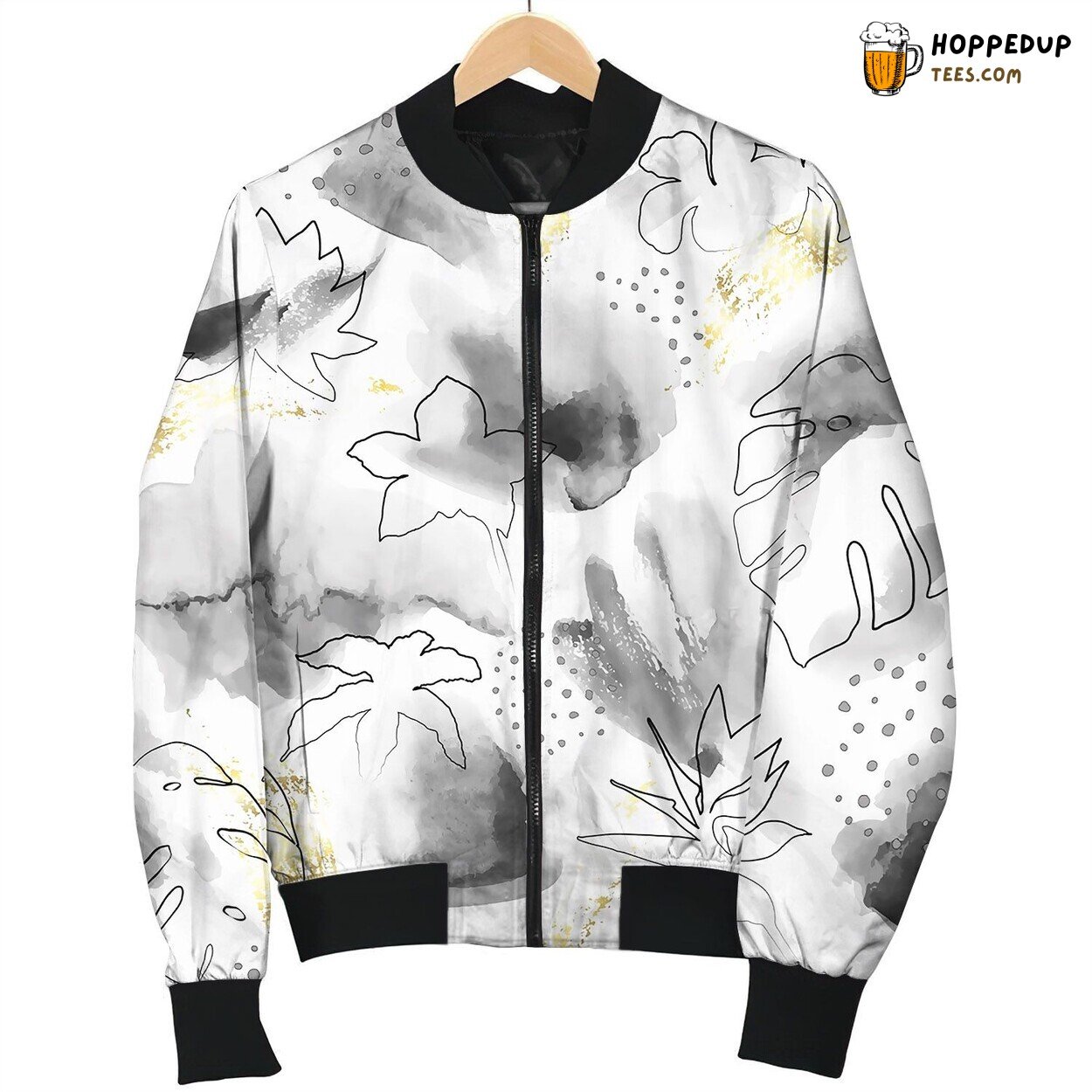 Floral Abstract Painted Pattern Watercolor Bomber Jacket