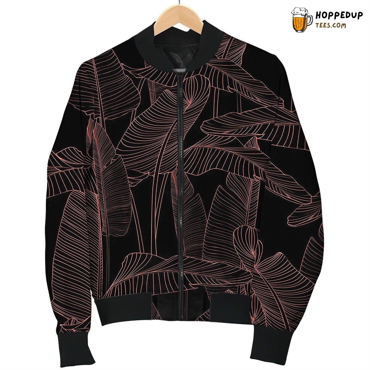 Floral Background With Tropical Bananas Leaves Bomber Jacket