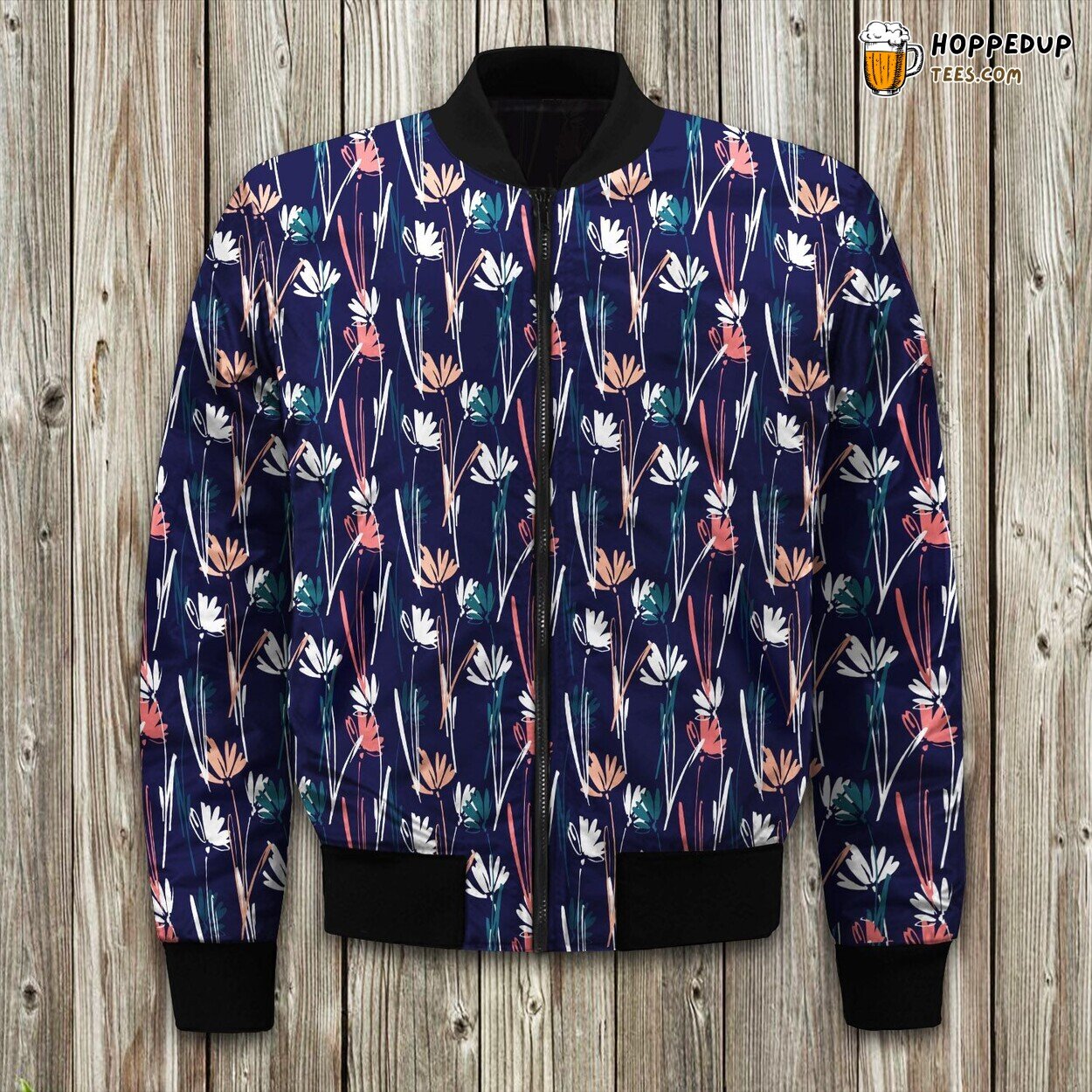 Floral Color As Stripe Bomber Jacket
